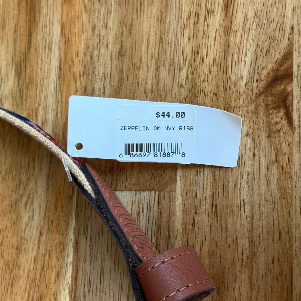 ZEP-PRO Ole Miss Rebels Men 34 Ribbon Belt Navy Tan Leather Brass USA Made NEW